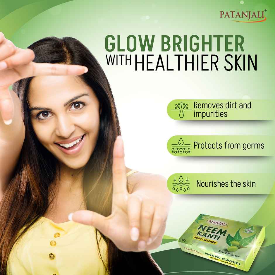 Patanjali Neem Kanti Herbal Body Cleanser Soap- Neem Oil, Deep Cleansing