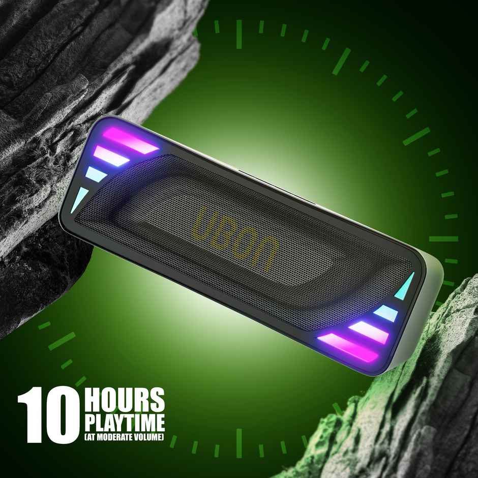 UBON 10W Bluetooth Soundbar | Up To 10 hours Playtime | BT v5.3 | RGB Lights | Black | Multi Connectivity