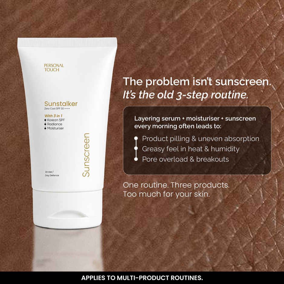 Personal Touch Skincare Sunscreen SPF 50+++ Sunstalker Korea 3-1 Water Based Moisturiser Serum