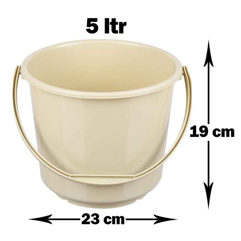 Kuber Industries Small 5 L Plastic Bucket for Cleaning & Storage | Plain | Beige 