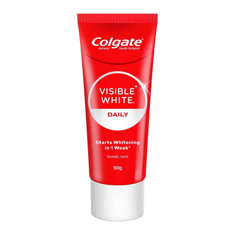 Colgate Visible White Toothpaste Teeth Whitening Starts in 1 week, Safe on Enamel, Stain Removal Combo
