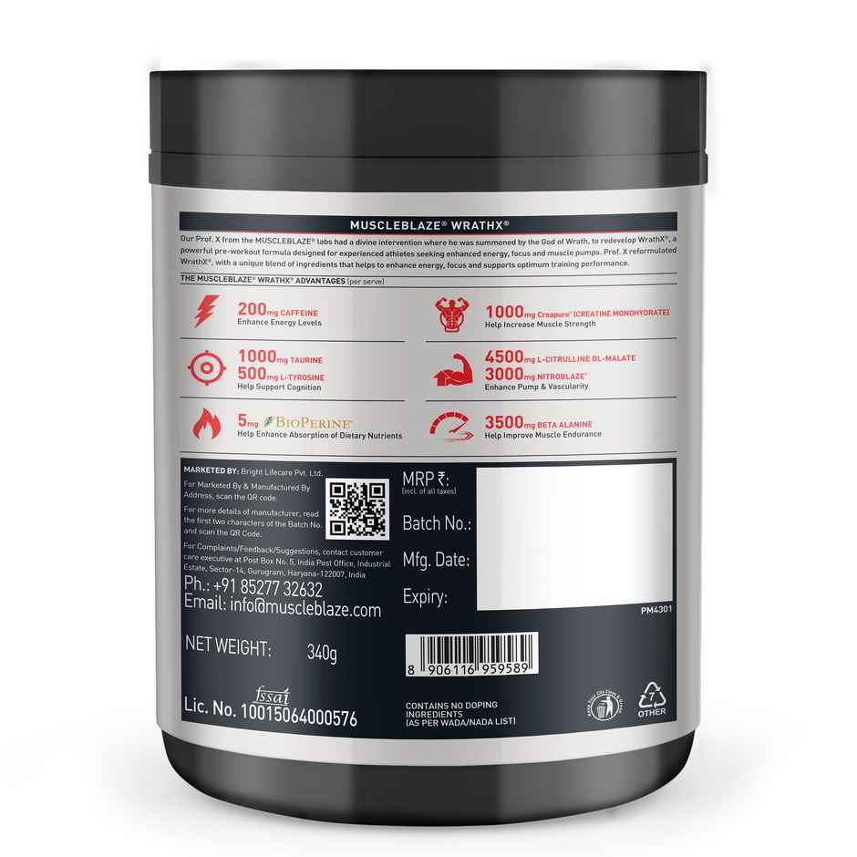 Muscleblaze Biozyme Performance Whey Protein Powder (Rich Chocolate) (1kg) & Muscleblaze Pre Workout Wrathx, | Fruit Fury, 20 Servings (340g) Combo