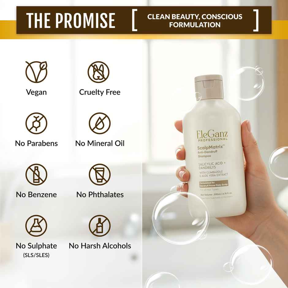EleGanz Professional ScalpMatrix Anti-Dandruff Shampoo | Salicylic Acid + Dandrilys