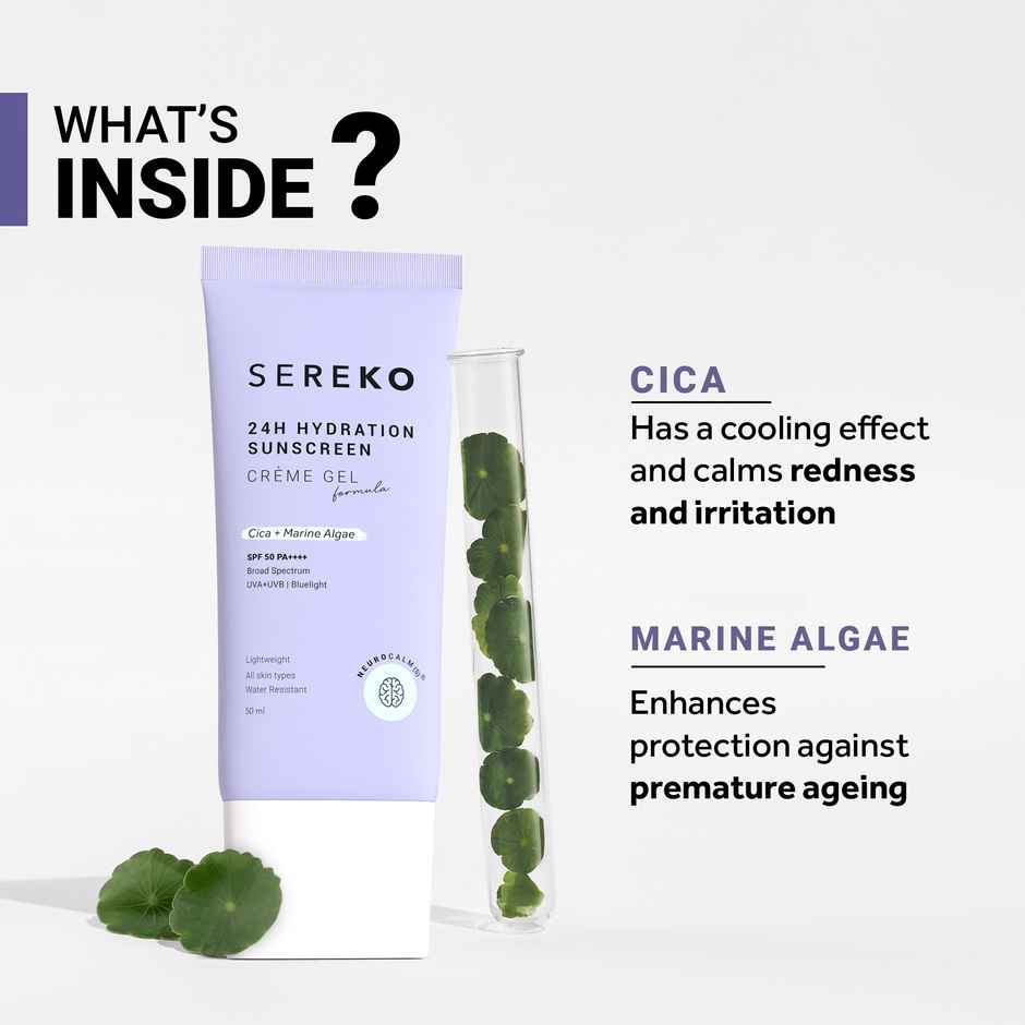 SEREKO Hydration Sunscreen with CICA SPF 50 PA++++ | Water Light for Oily Skin, No White Cast