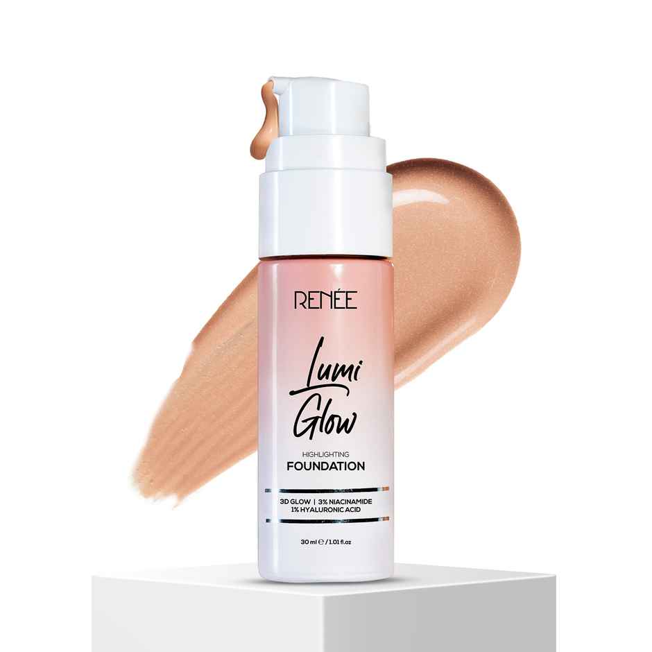 RENEE Lumi Glow Highlighting Liquid Foundation | Lightweight, Buildable, 3D Glow | 03 Radiant Beige