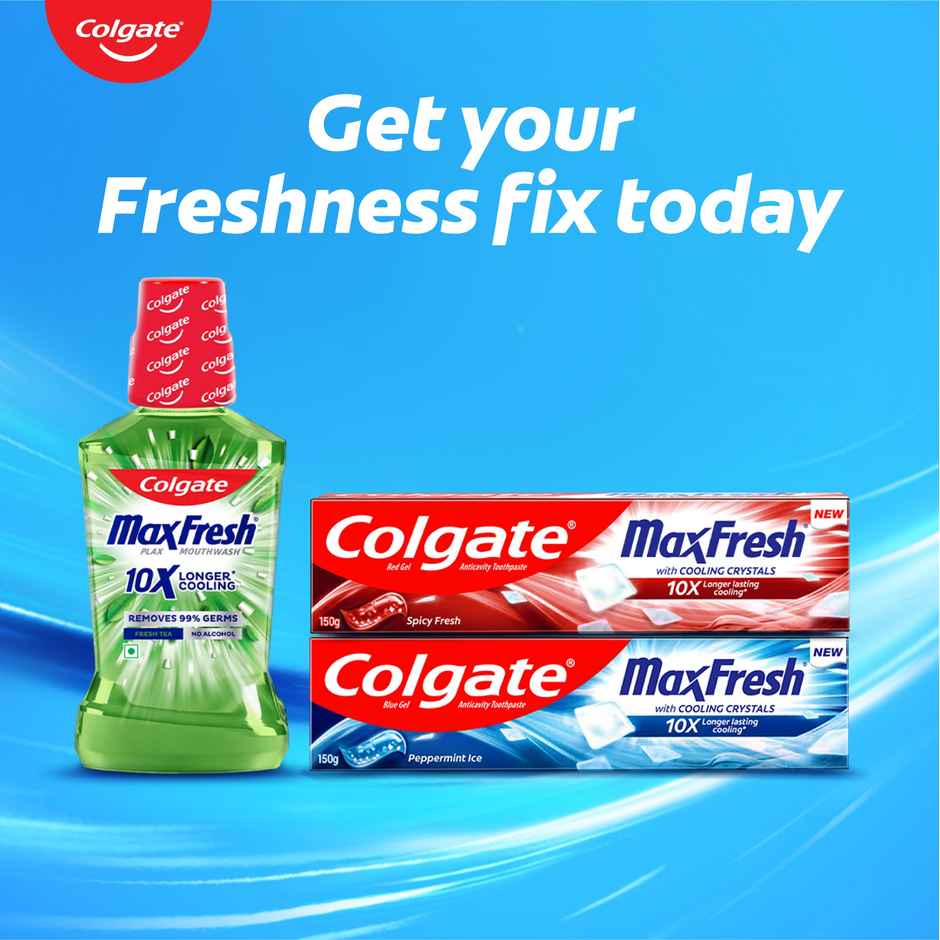 Colgate Plax Fresh Tea Mouthwash, 0% Alcohol, Antibacterial Mouth Wash for Bad Breath