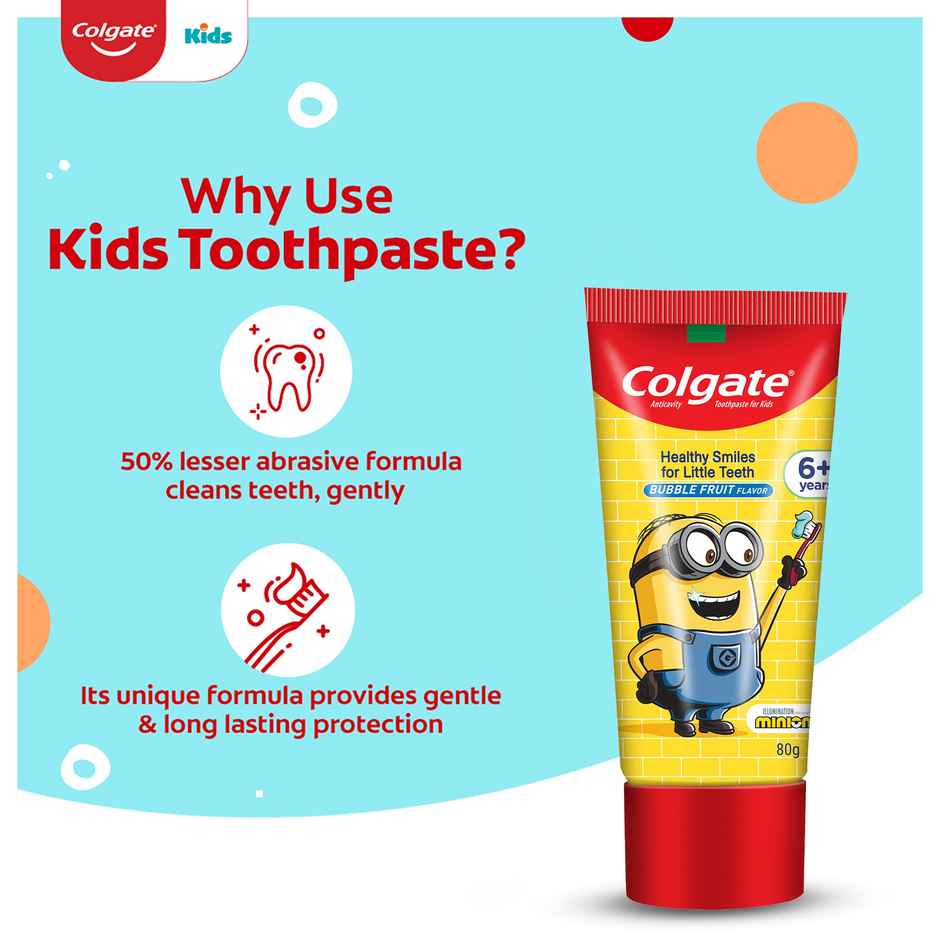 Colgate Kids Toothpaste Gentle Protection for 6+ Years Minions Bubble Fruit Flavour