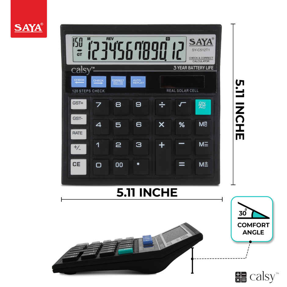 Saya Calsy Basic Check & Correct Desktop Calculator for Office, School & Home Use