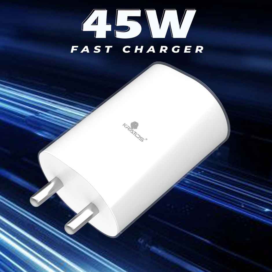 Kratos 45W Fast Charger Type C Adapter | For Nothing Phone 3A, 2A, 2, 1, CMF Phone 1 | White