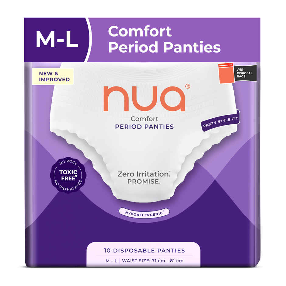 Nua Comfort Disposable Period Panties M-L | Ultra-Absorbent | Pack of 10 Panties