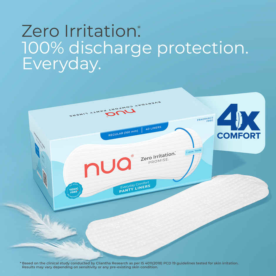 Nua Complete Comfort Sanitary Pads For Heavy Flow| 30 Xl+ (30pc) & Nua Panty Liners For Daily Use Regular - 160Mm (1pc) Combo