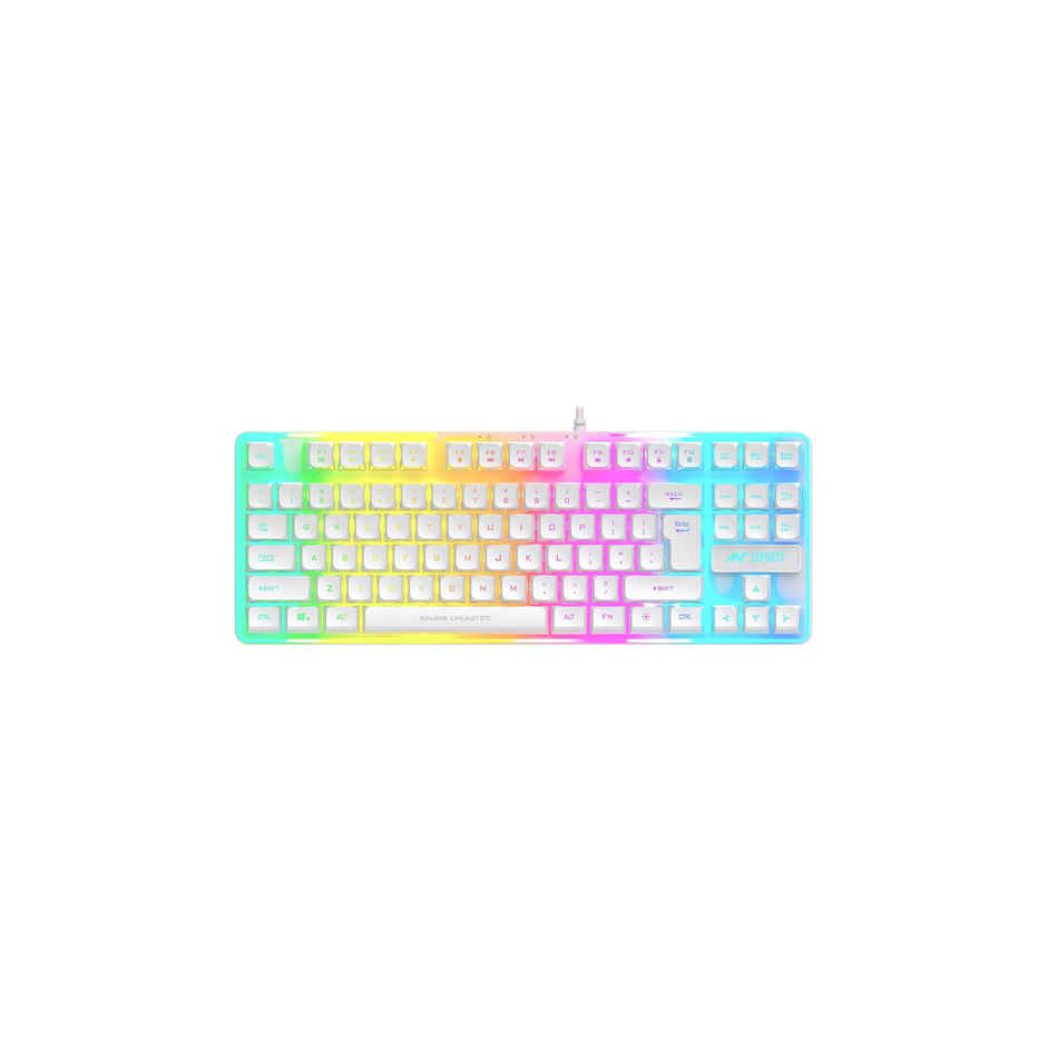 Ant Esports Mk700 V2 Membrane Tkl Wired,Waterproof Keyboard,Design And Work Mercury White