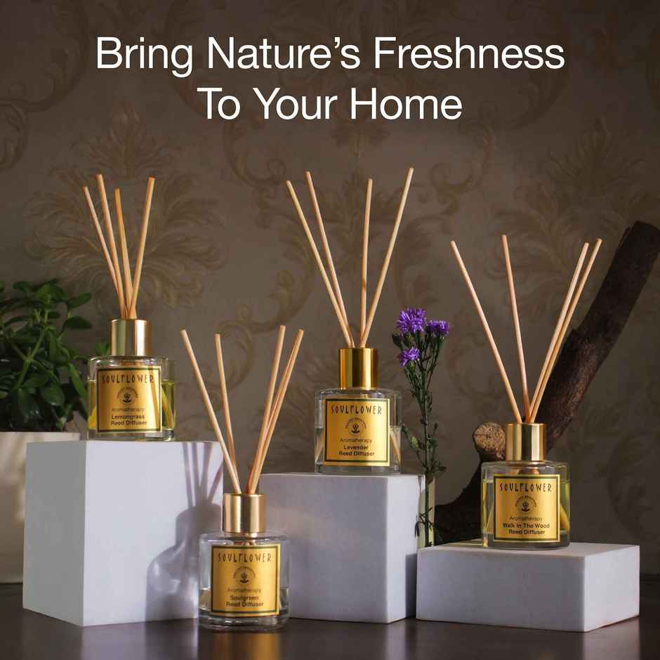Soulflower Premium Reed Diffuser Lemongrass - Refreshing Aroma