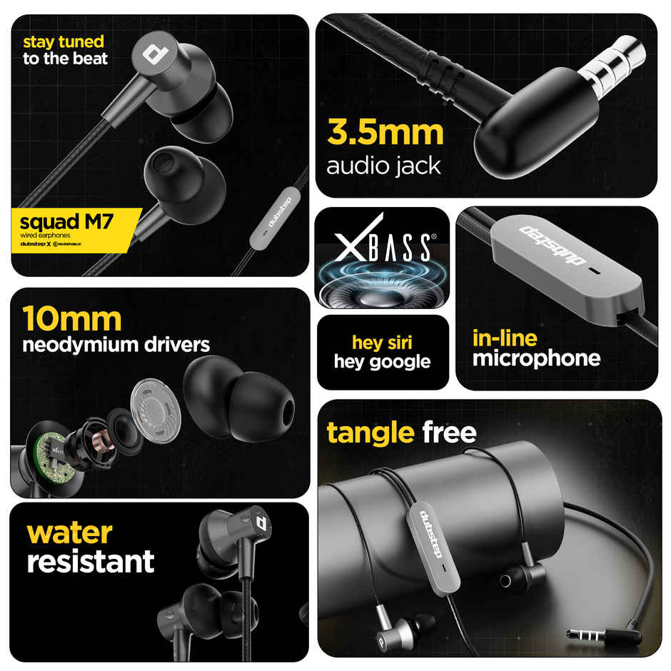 Dubstep Squad M7 With X-Bass Technology In-Ear Wired Earphones With Mic - Grey