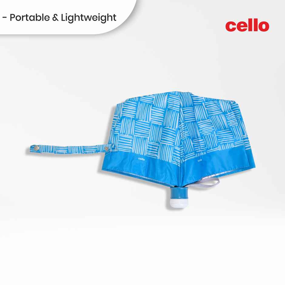 Cello Drizzle 21.5 Inch 3 fold Mix Print Umbrella | Silver Blue