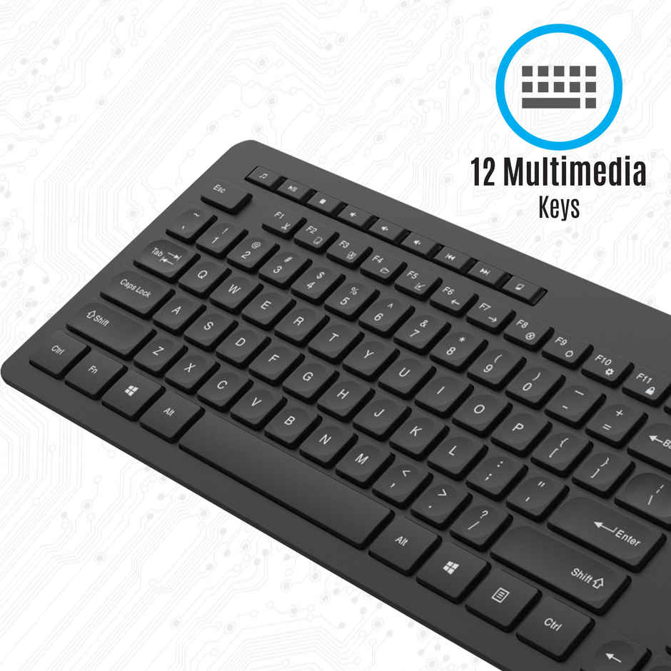 Zebronics Zeb-Companion 500 2.4GHz Wireless Keyboard & Mouse Combo, USB Nano Receiver, Chiclet Keys, Ultra Silent, Power On/Off Switch, Rupee Key, for PC/Mac/Laptop - Black