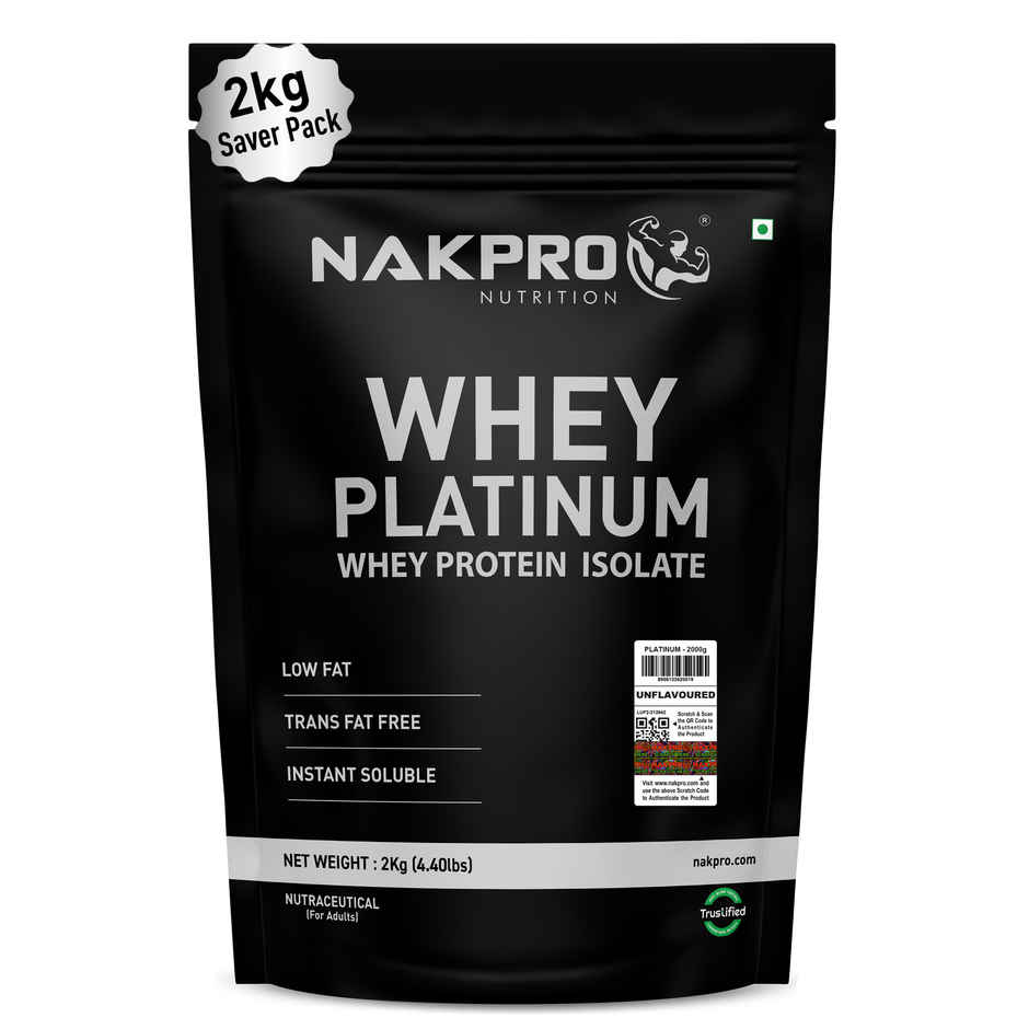 Nakpro Platinum Whey Protein Isolate |Trustified Certified | Unflavoured