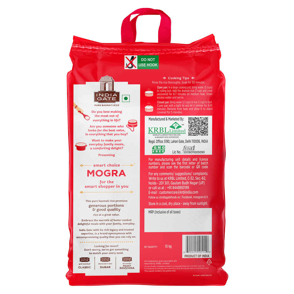 India Gate 1 Cup Serves 5 Mogra Basmati Rice | Aged Rice | Smart Choice