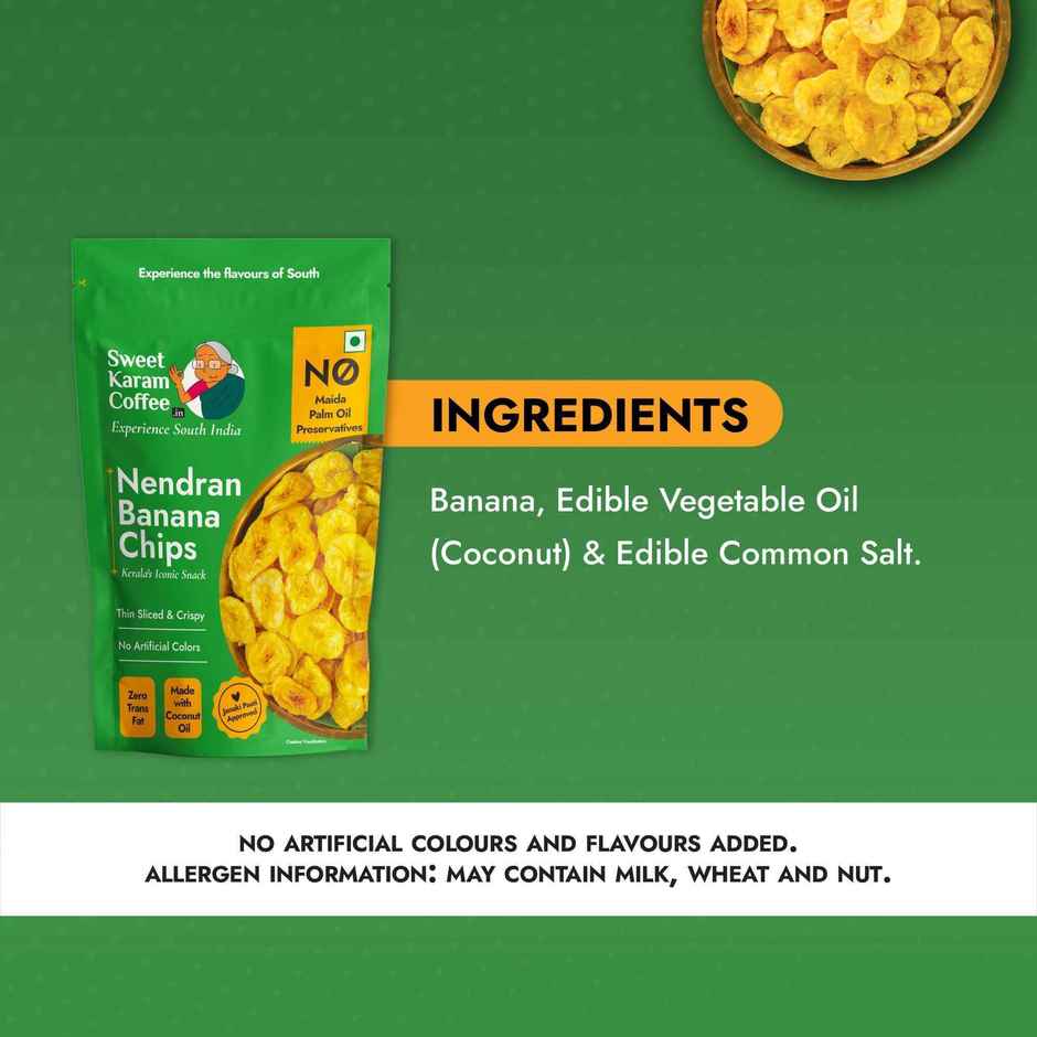 Sweet Karam Coffee Kerala Nendran Banana Chips | Pure Coconut Oil, No Preservatives