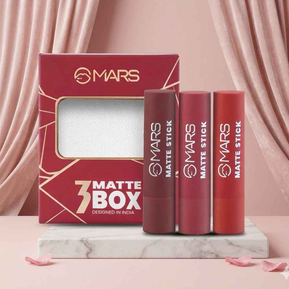 MARS Cosmetics Gift Box Set of 3 Matte Lipsticks | 01-Red & Maroon