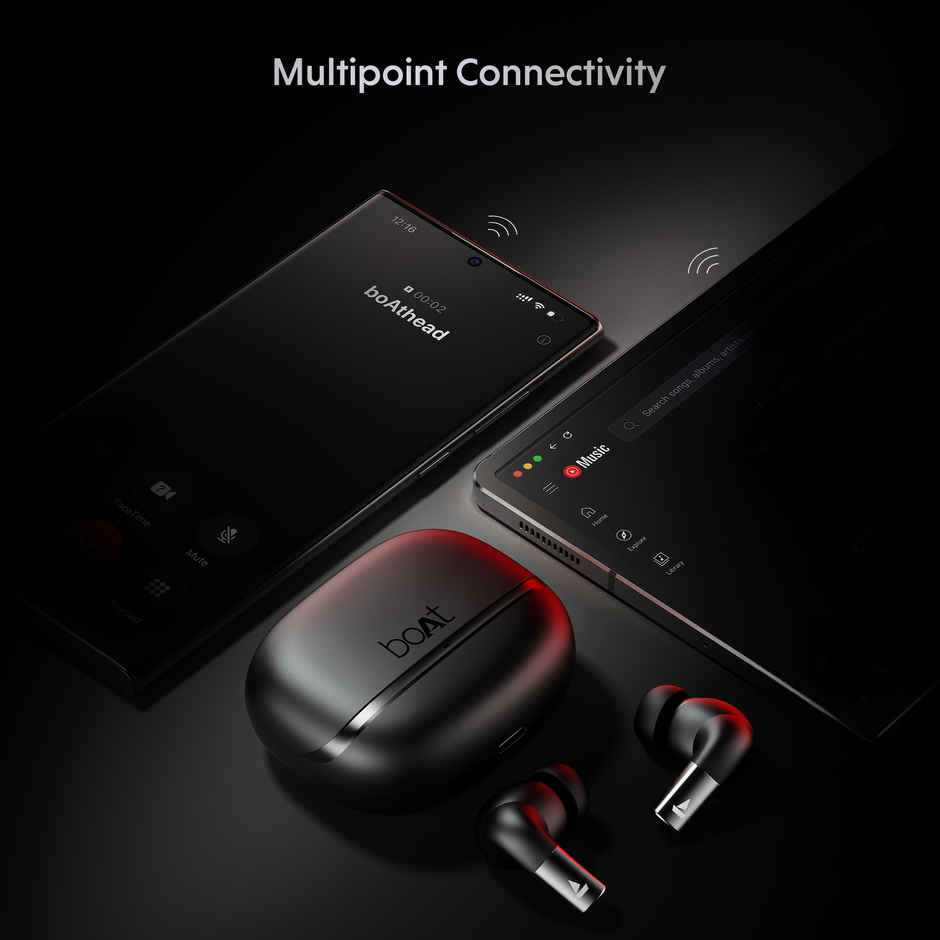 boAt Airdopes Ultra Pro TWS Earbuds W- 100H Playtime, Spatial Sound - 24-Bit Audio,Gunmetal Black