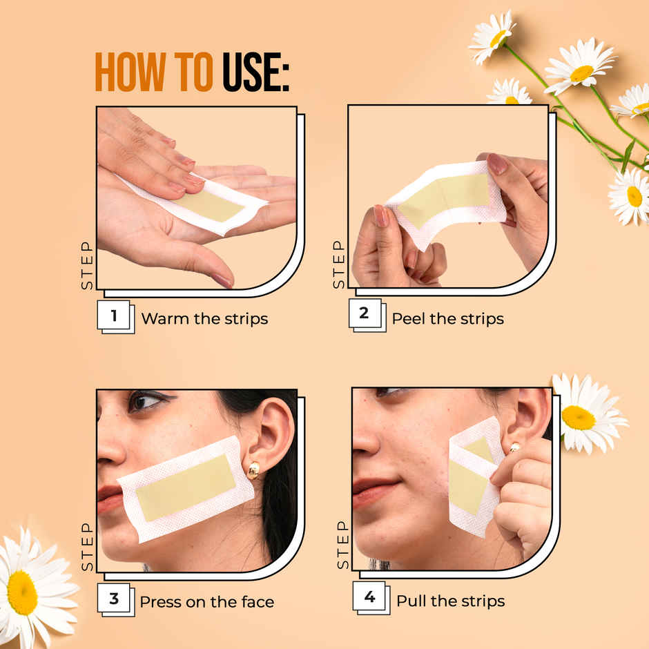 Hilary Rhoda One Go Facial Wax Strips | Ready-To-Use Facial Wax Strips | Chamomile - Shade 03