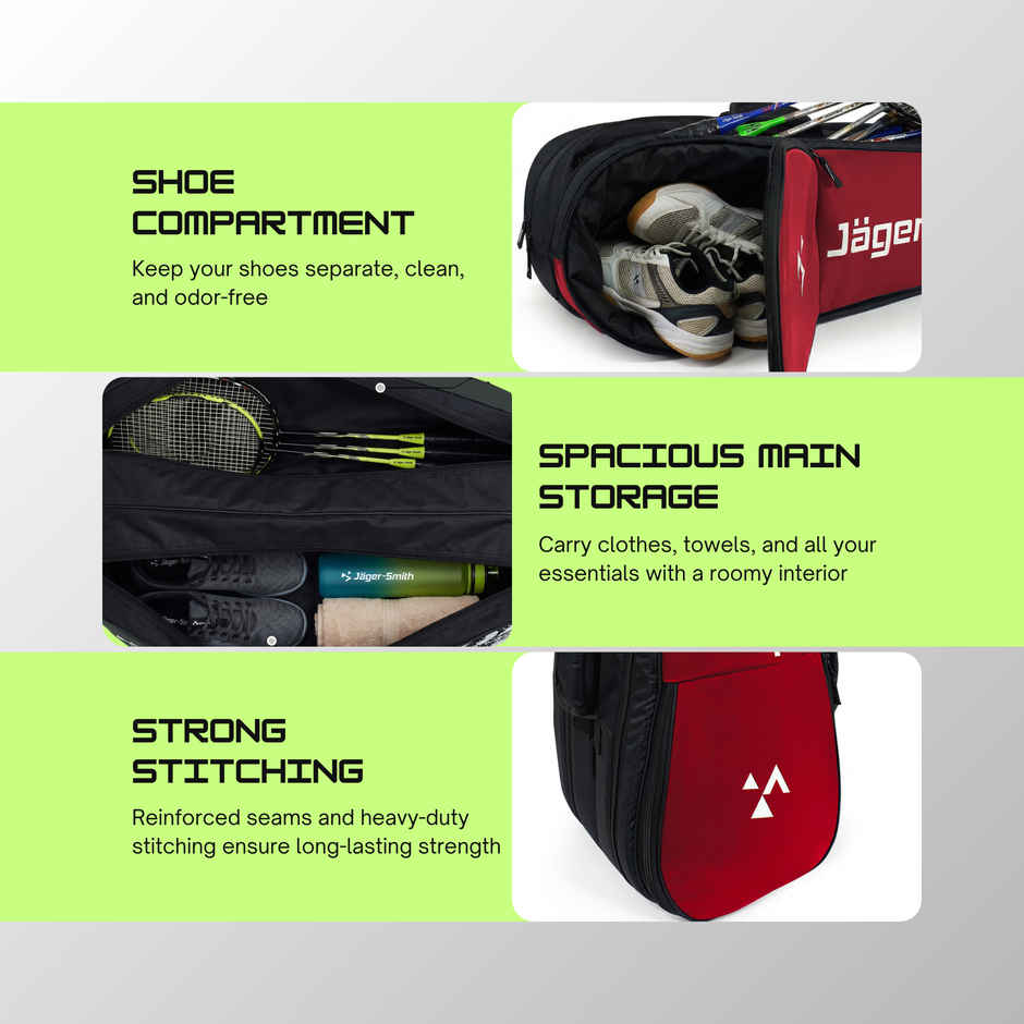 Jager Smith ORCA Badminton Sports Kit Bag | Red & Black