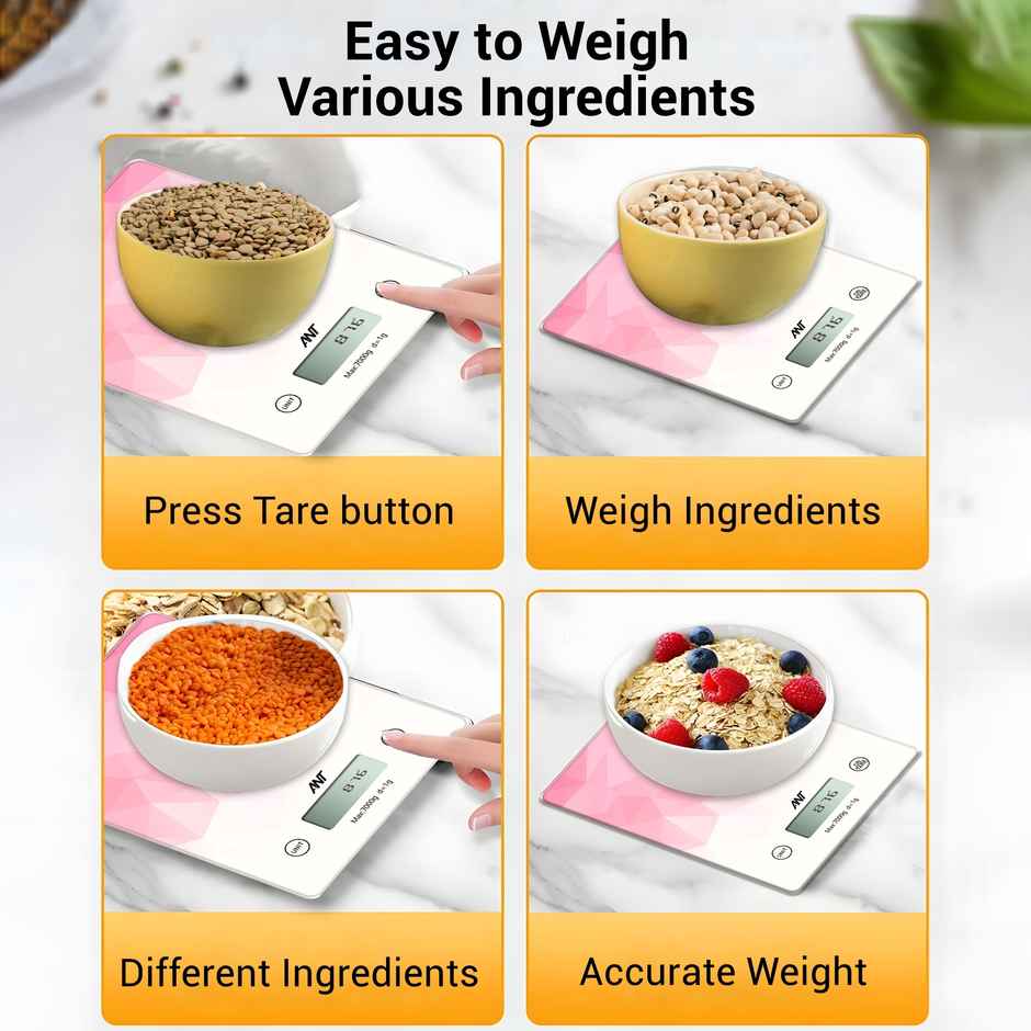Ant AEKS300 Digital Food Kitchen Scale | Digital Grams | LCD Display | 7 Kg | White