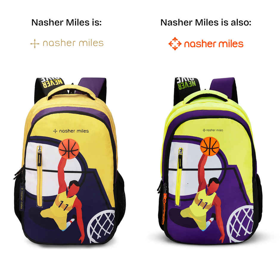 Nasher Miles Basketball Backpack- Unisex-3 Compartment College Bag And School- Purple- 45L