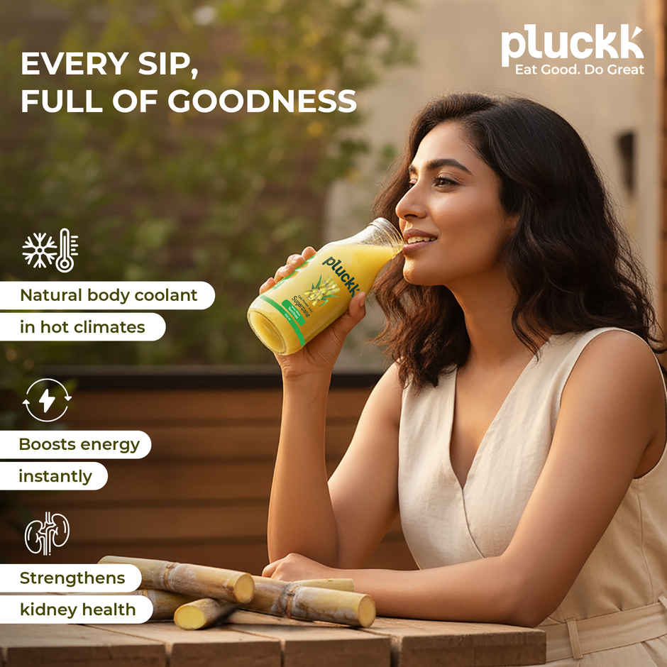 Pluckk Cold Pressed Extracted Sugarcane Juice | No Preservatives | No Added Sugar