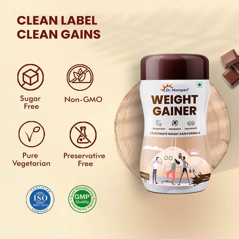 Dr. Morepen High Protein Weight Gainer with 1:5 Real Weight Gain Formula | Irish Chocolate