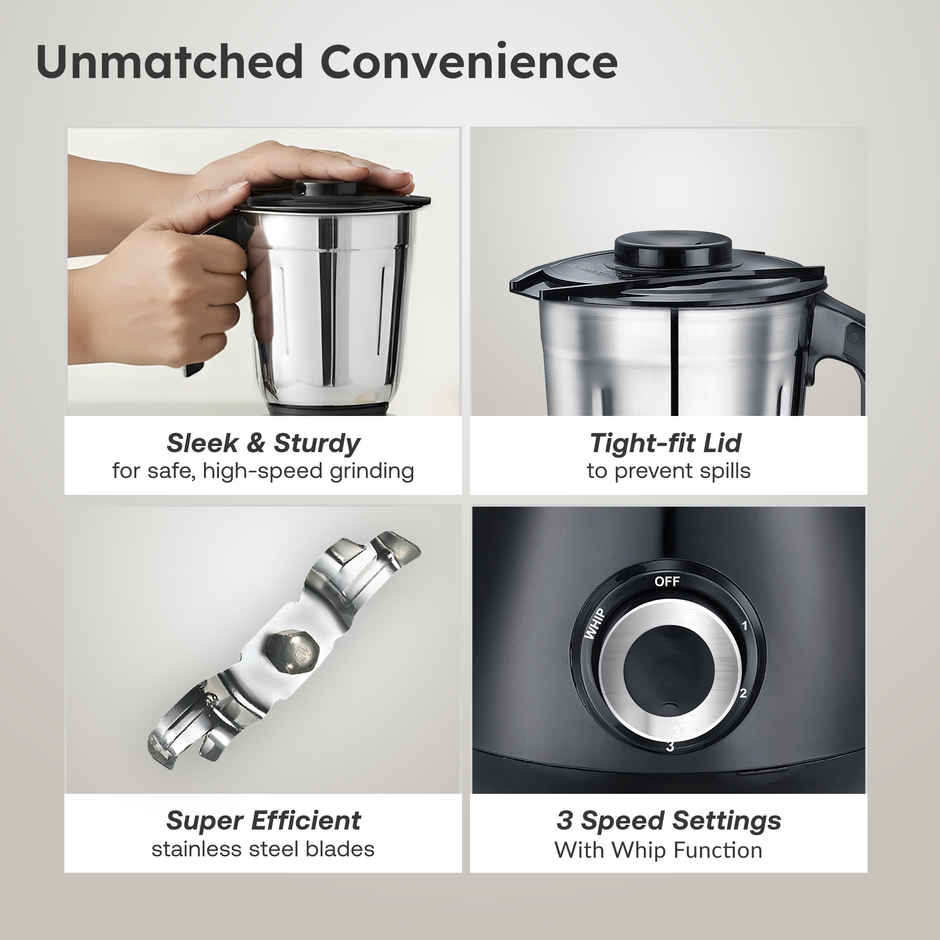 Prestige Apex 500 Watts Mixer Grinder, Super Efficient SS Blades, Black, 2Y Warranty, ISI Certified