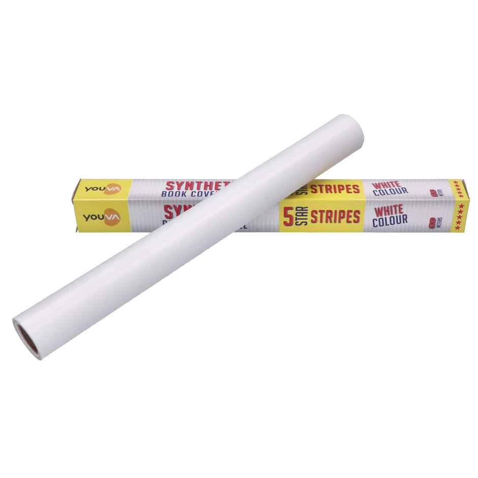 Navneet Youva Synthetic Cover Rolls Stripes 5 Star 8 Meters Length X 35.5 Cm Height White