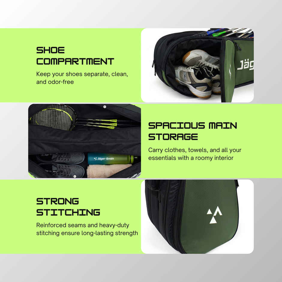 Jager Smith ORCA Badminton Sports Kit Bag | Military Green & Black