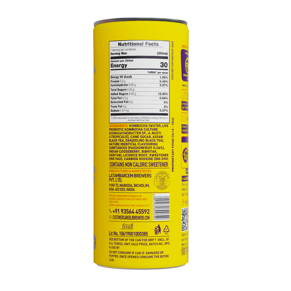 Borecha Hawaiian Passionfruit Low Sugar Probiotic Kombucha