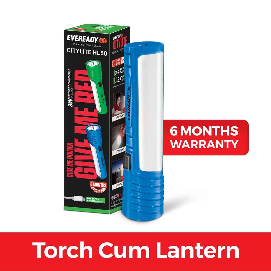 EVEREADY CITYLITE HL50 | 2W Torch + 3W Lantern, Rechargeable LED | Assorted