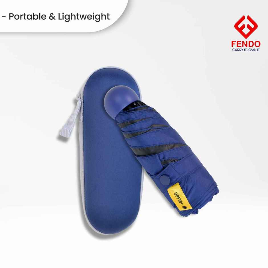 Fendo Capsule Umbrella With Cover | Navy Blue | 19 Inch | 5 Fold