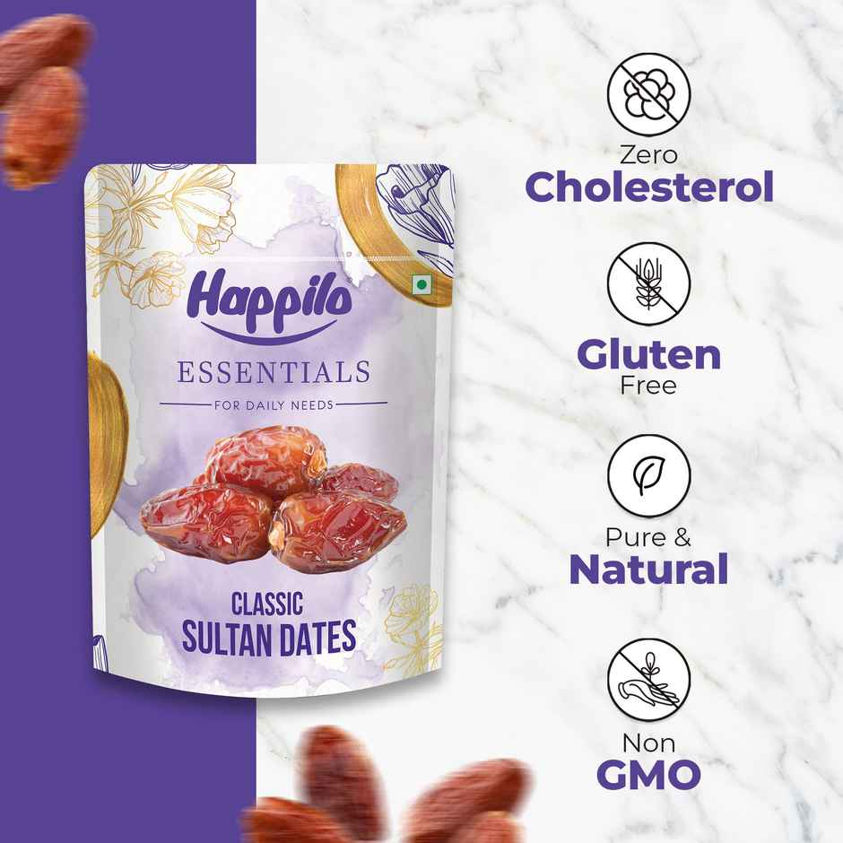 Happilo Essentails Classic Sultan Dates|Natural Khajur |No Added Sugar