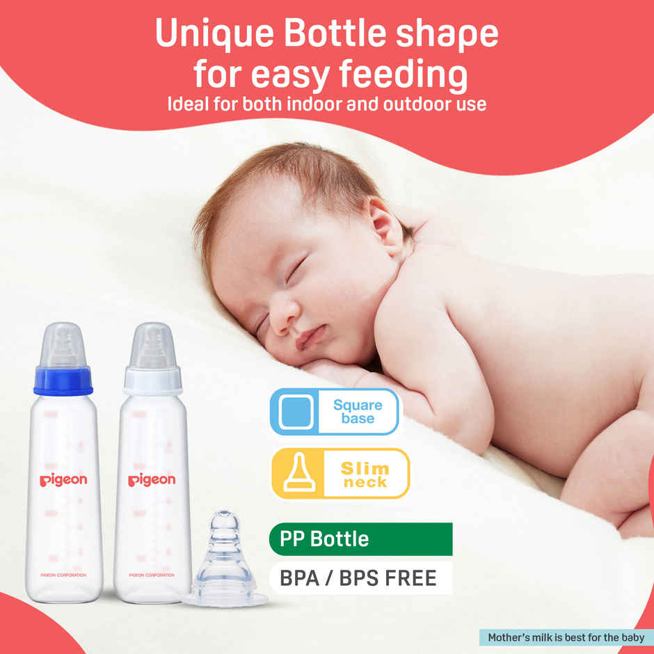 Pigeon Baby Care Peristaltic Nursing Bottle Twin Pack | 200 ml | Blue White Nipple M