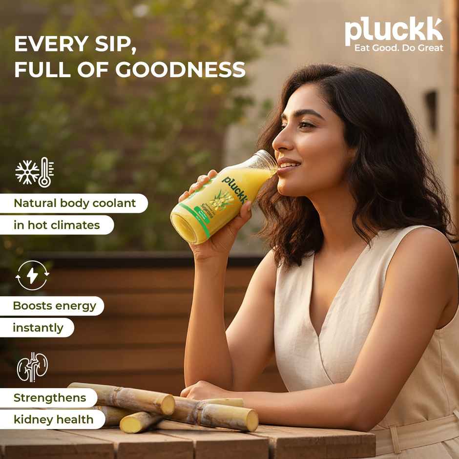 Pluckk Cold Pressed Extracted Sugarcane Juice | No Preservatives | No Added Sugar