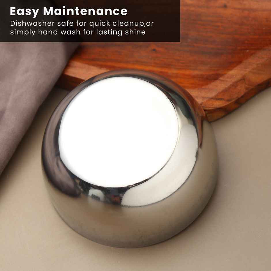 Limetro Steel 4 Pcs Steel Chikoo Bowls | Diameter - 10.5 cm | Capacity - 300 ml