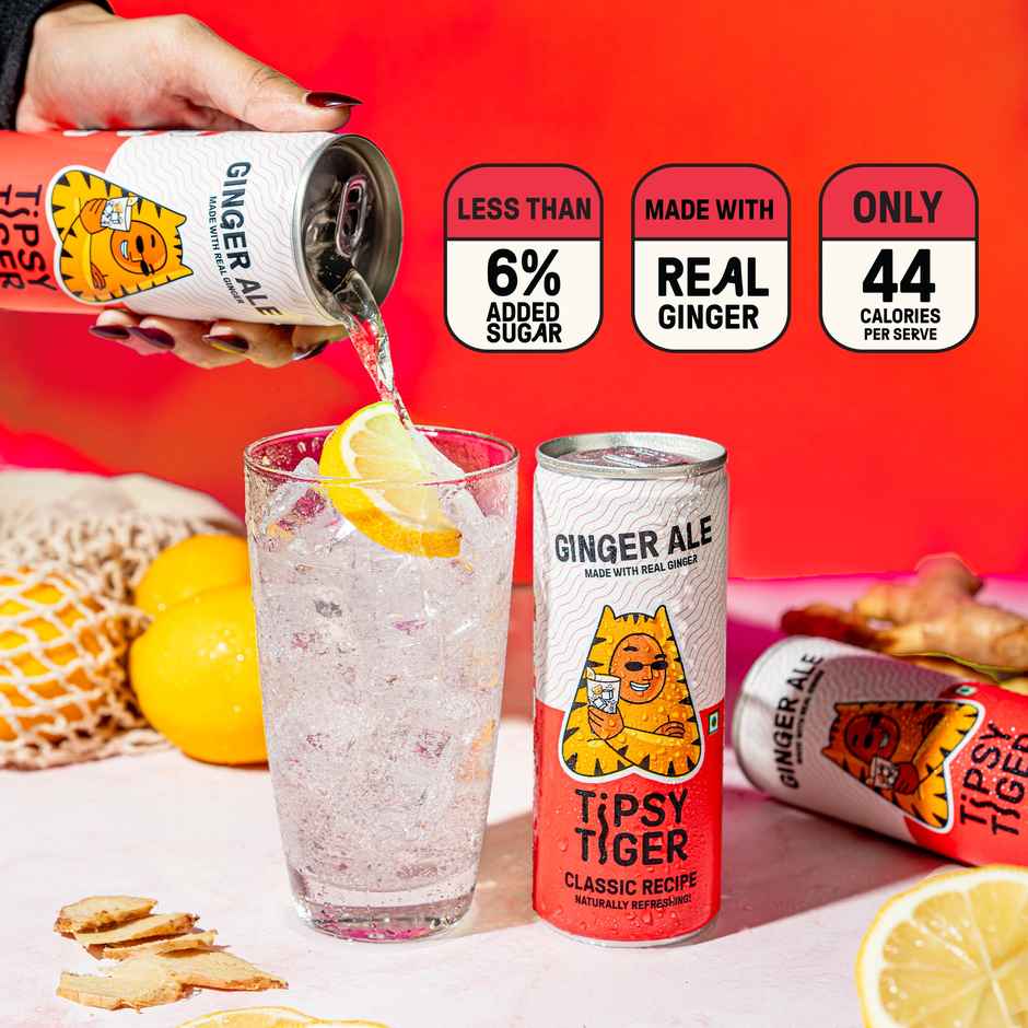Tipsy Tiger Ginger Ale | Carbonated Beverage | Low Sugar | Made with Real Ginger