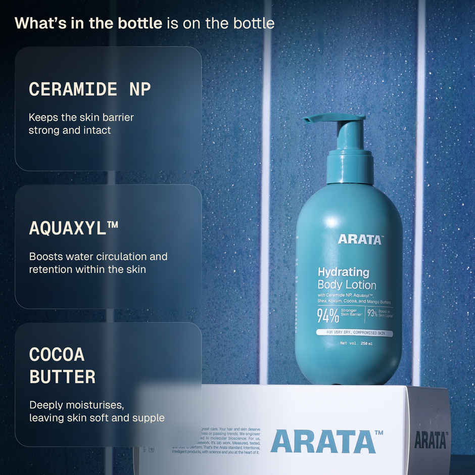 Arata Ceramide Body Lotion | Cocoa Butter | Repairs Skin Barrier | Non-Greasy Formula