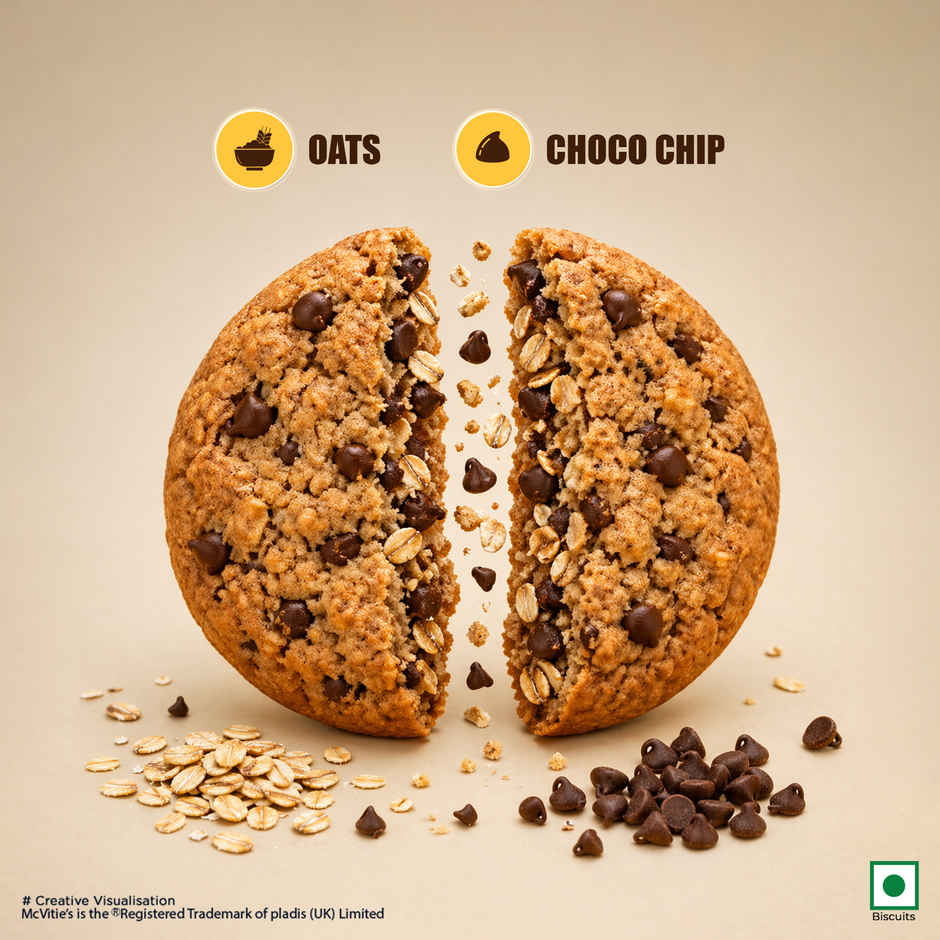 McVitie's Hobnobs Oats Chocochip Cookies | 0% maida & 36% Oats