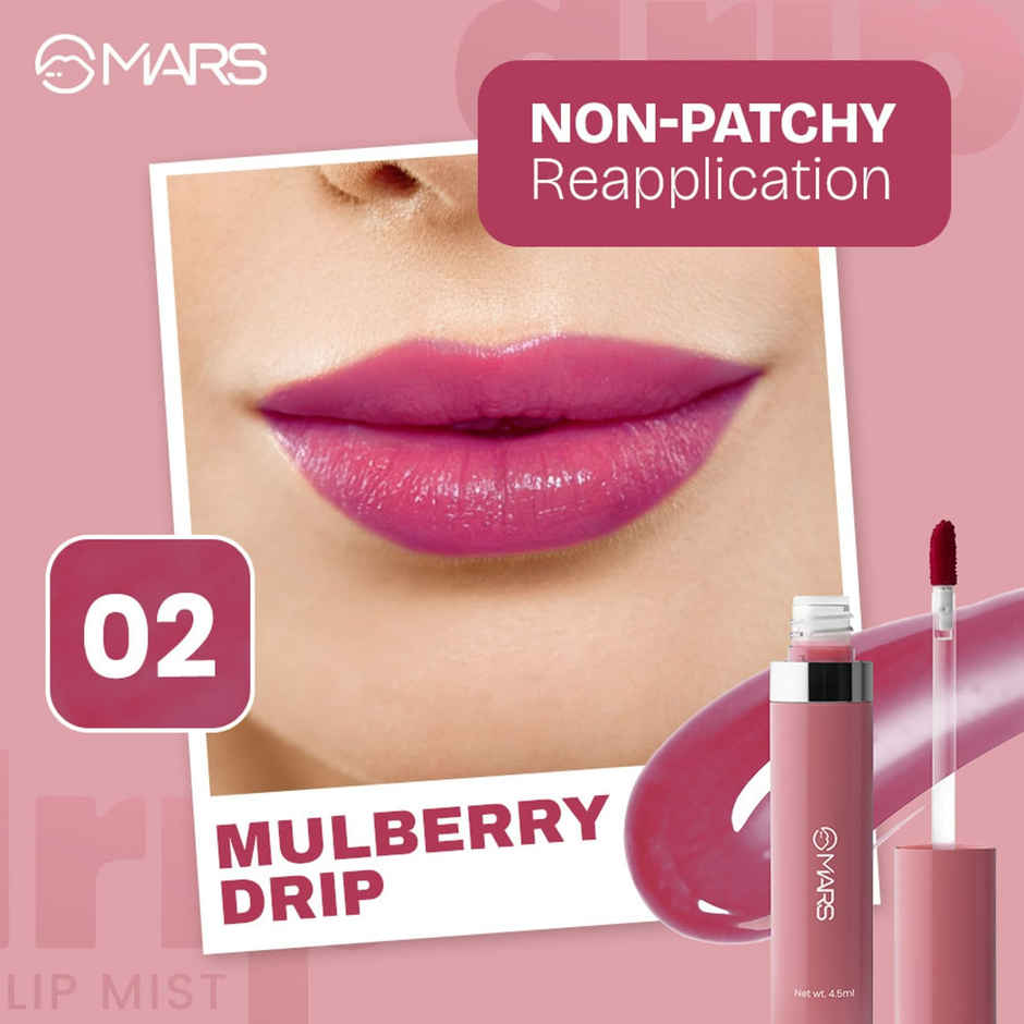 MARS Cosmetics Drip Lip Mist for Women | 4.5 ml | 02-Mulberry Drip