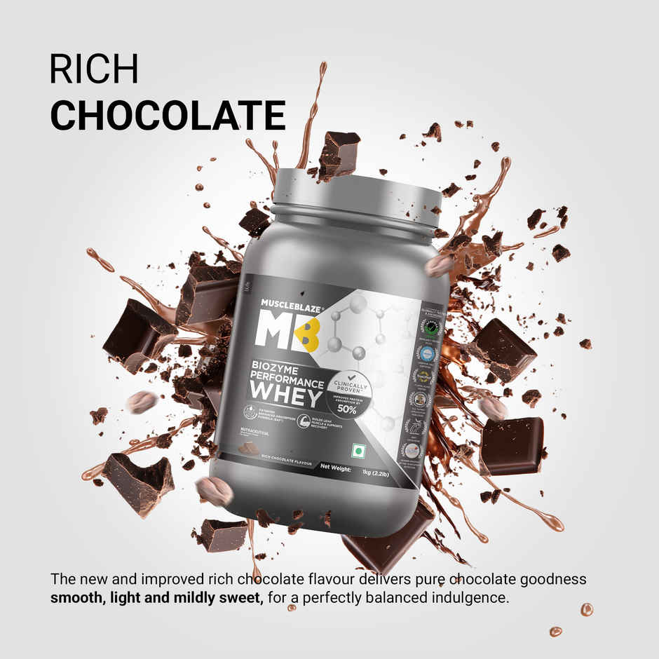 MuscleBlaze Biozyme Performance Whey Protein Powder (Rich Chocolate)