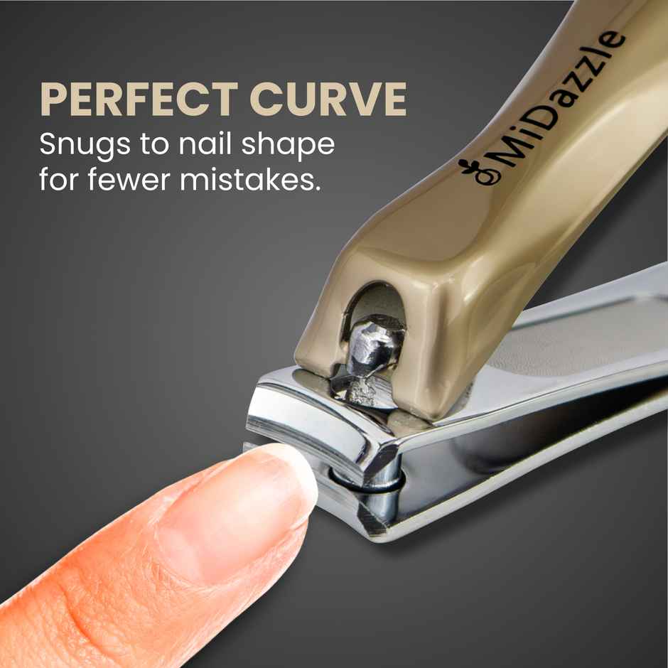 Midazzle Curve Nail Clipper, Fingernail and Toenail Cutter | Elegant Gold | MINA3708