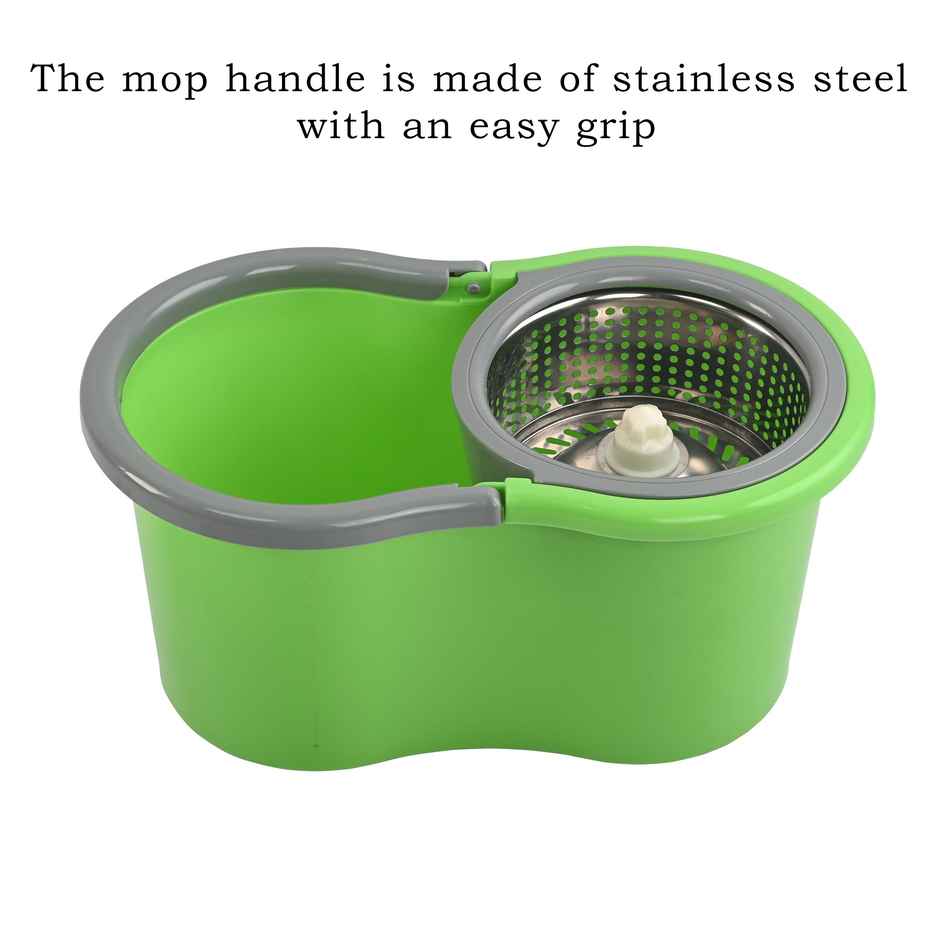 Kuber Industries Stainless Steel Spin Mop Bucket | Green