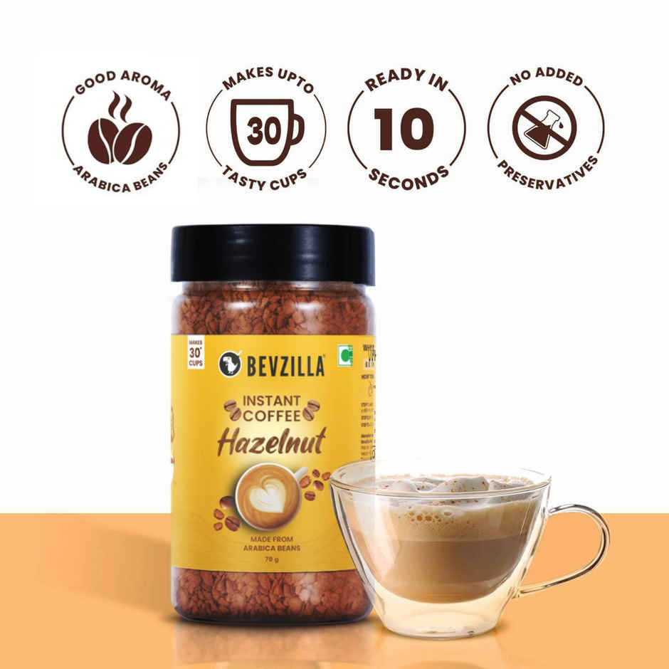 Bevzilla Hazelnut Instant Coffee Powder | Jar