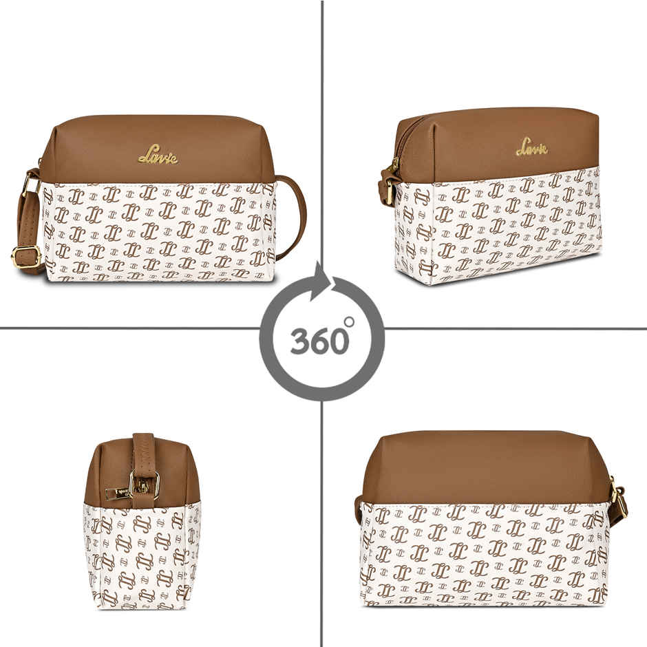 Lavie Women's Mono Ll Senna Box Crossbody Sling Bag | Ladies Purse Handbag | Off White